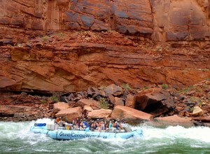 Our 35-foot motor boat makes its way through a rapid in the Upper Canyon.